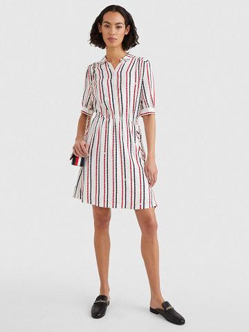 Női Tommy Hilfiger Polka Dot Shirtdress Dresses Fehér | HU 105SGL